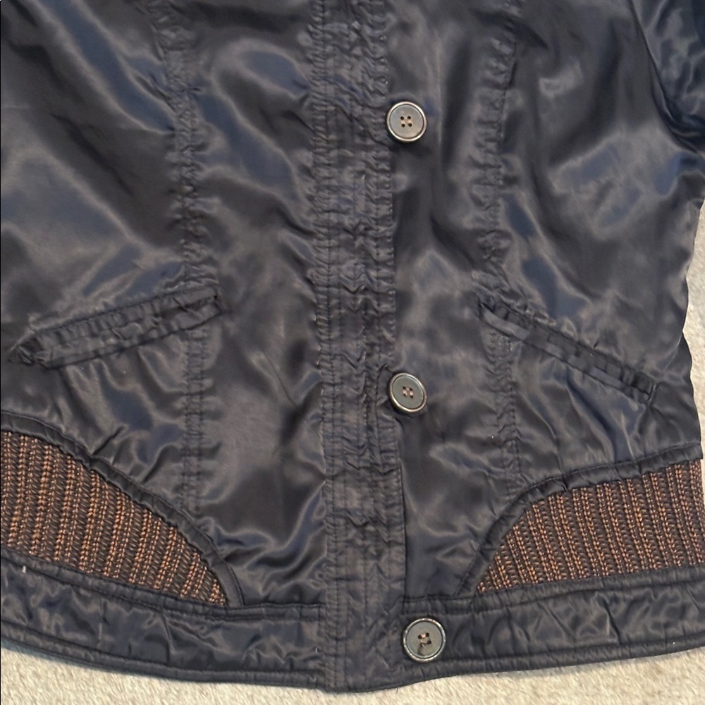 Fu Shi black nylon jacket with brown woven trim S - Picture 4 of 10